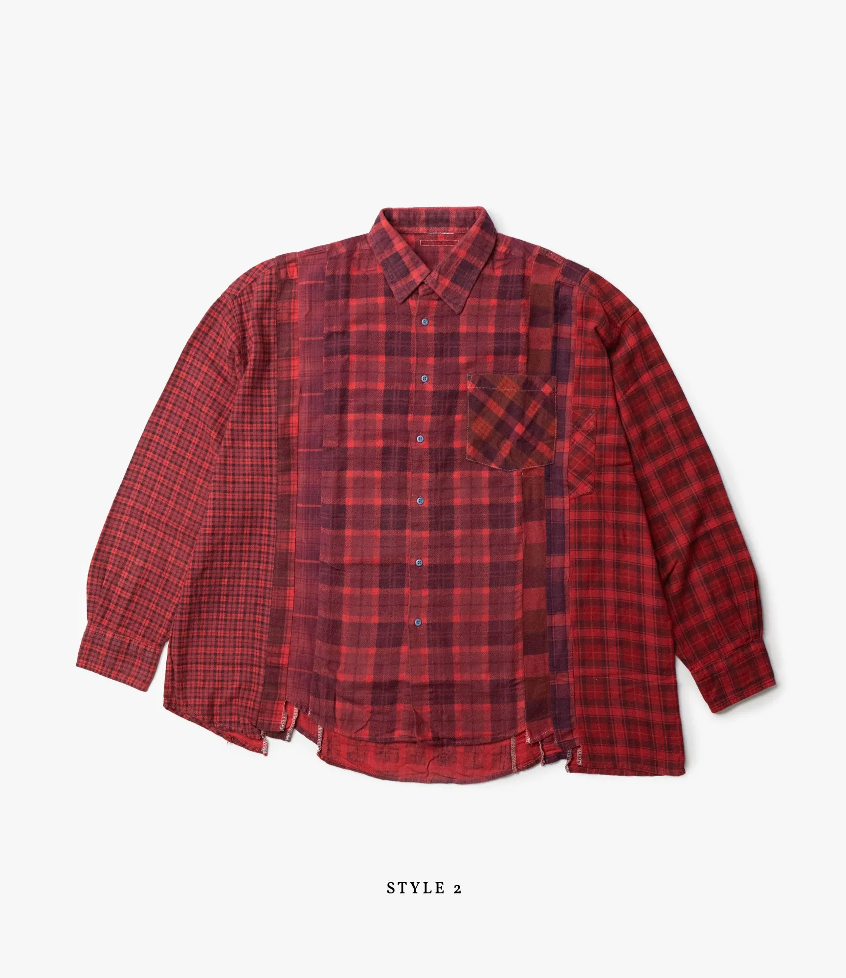 7 Cuts Wide Flannel Shirt – Red Over Dye