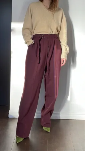 90s Belted Ultra High-Rise Eggplant Trousers 33-36