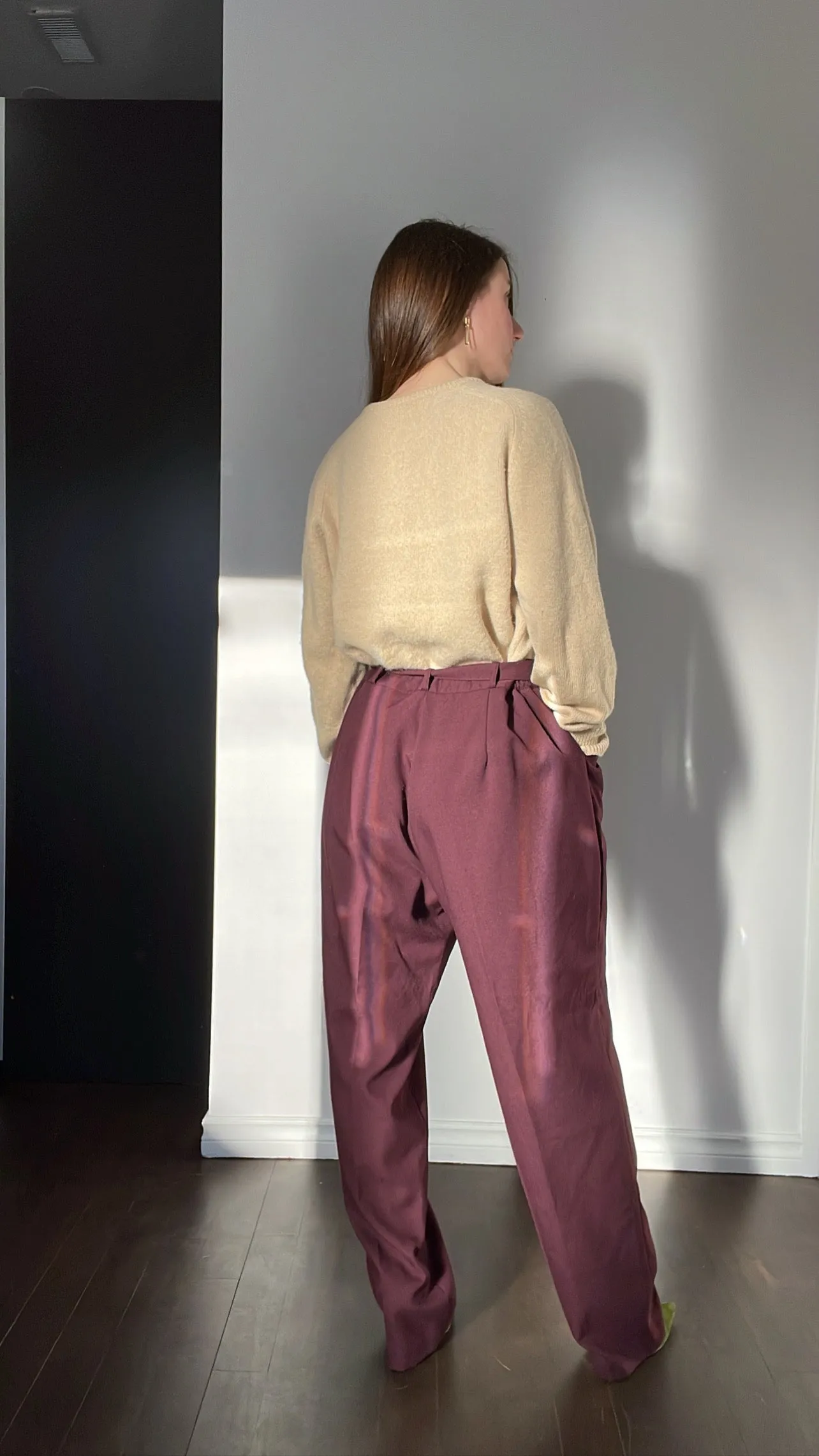 90s Belted Ultra High-Rise Eggplant Trousers 33-36