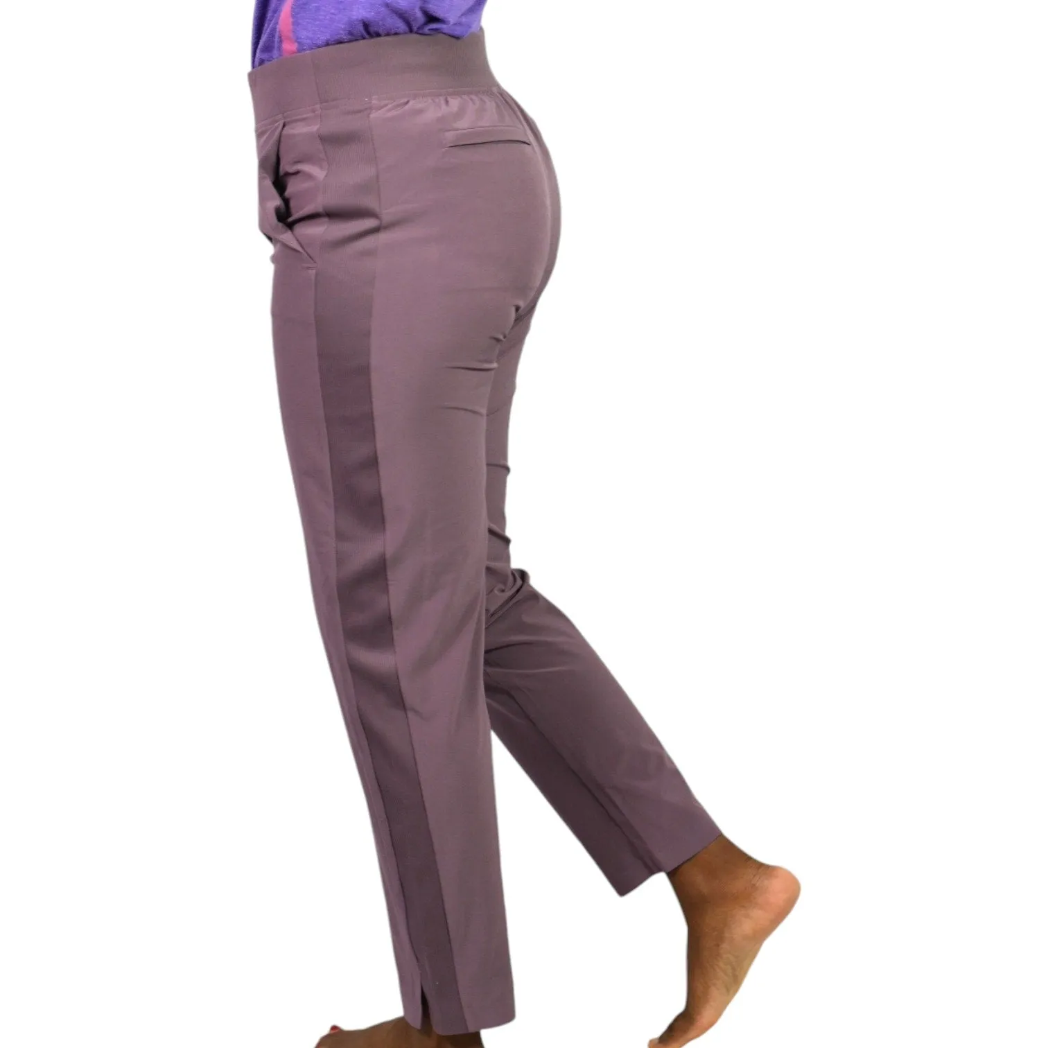 Athleta Brooklyn Ankle Pants Damask Mauve Purple Tapered Mid Rise Stretch Pockets Size 2