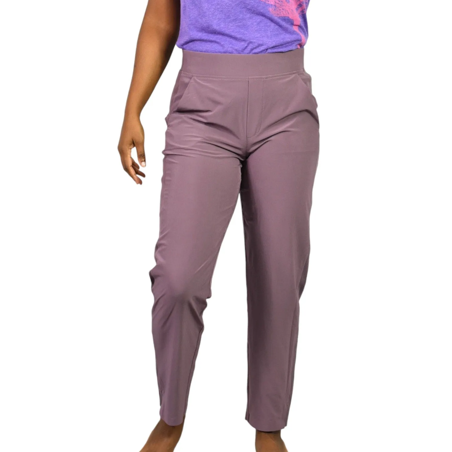 Athleta Brooklyn Ankle Pants Damask Mauve Purple Tapered Mid Rise Stretch Pockets Size 2