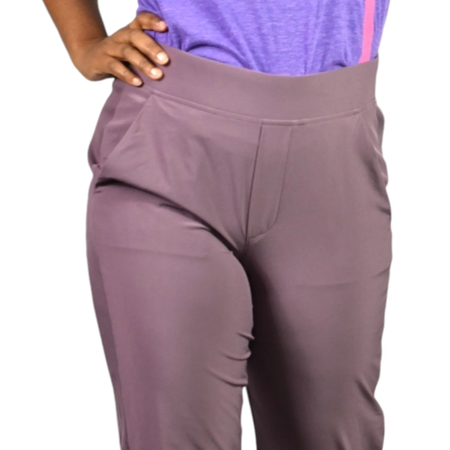 Athleta Brooklyn Ankle Pants Damask Mauve Purple Tapered Mid Rise Stretch Pockets Size 2