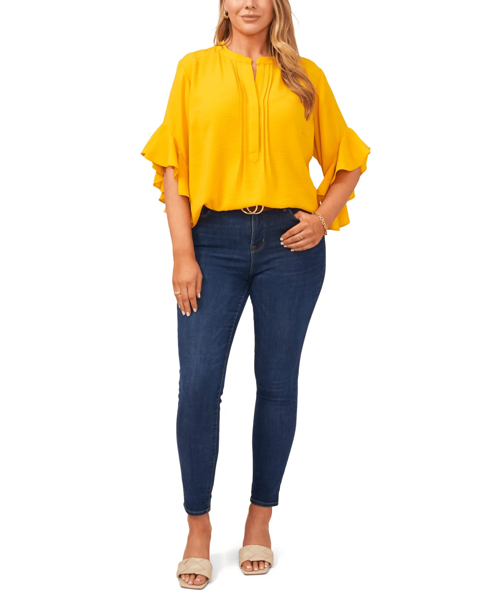 Aubrey Ruffle Sleeve Blouse | GOLDEN