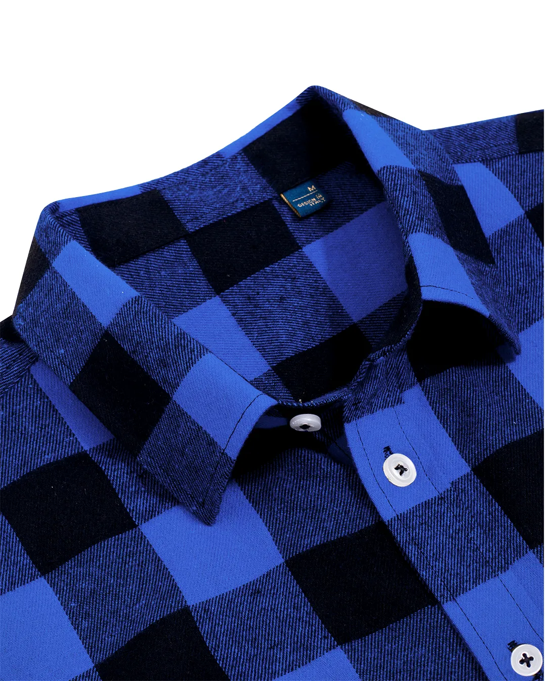 BIG & TALL Men's Button Down Long Sleeve Plaid Flannel Casual Shirts-Blue/Black Plaid