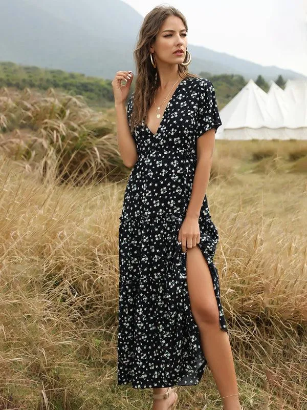 Bohemian Floral Ruffle Summer Dress for Women