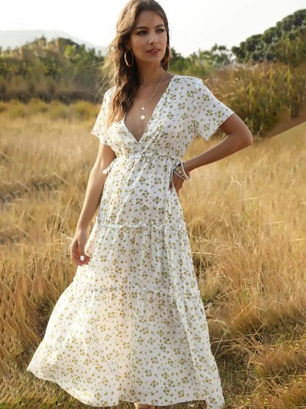 Bohemian Floral Ruffle Summer Dress for Women