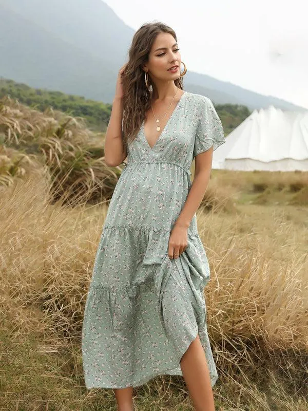 Bohemian Floral Ruffle Summer Dress for Women