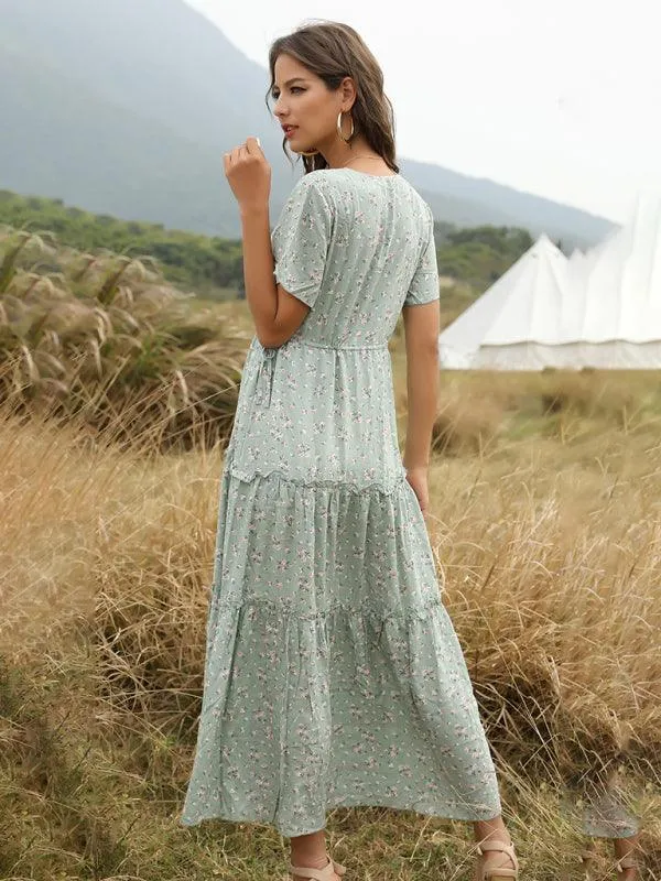 Bohemian Floral Ruffle Summer Dress for Women