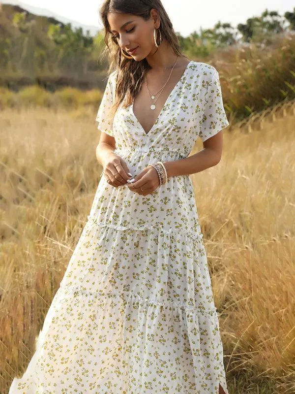 Bohemian Floral Ruffle Summer Dress for Women