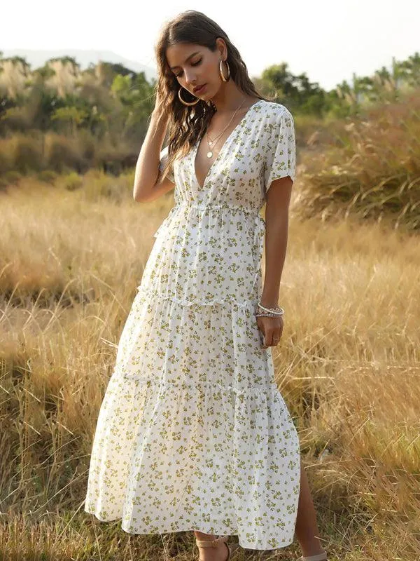 Bohemian Floral Ruffle Summer Dress for Women