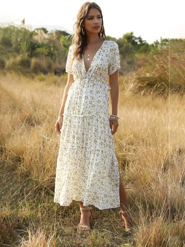 Bohemian Floral Ruffle Summer Dress for Women