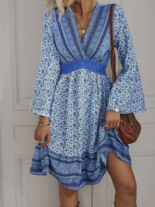 Boho Chic Long Sleeve Flowy Maxi Dress - Stylish Women's Dress for All Occasions