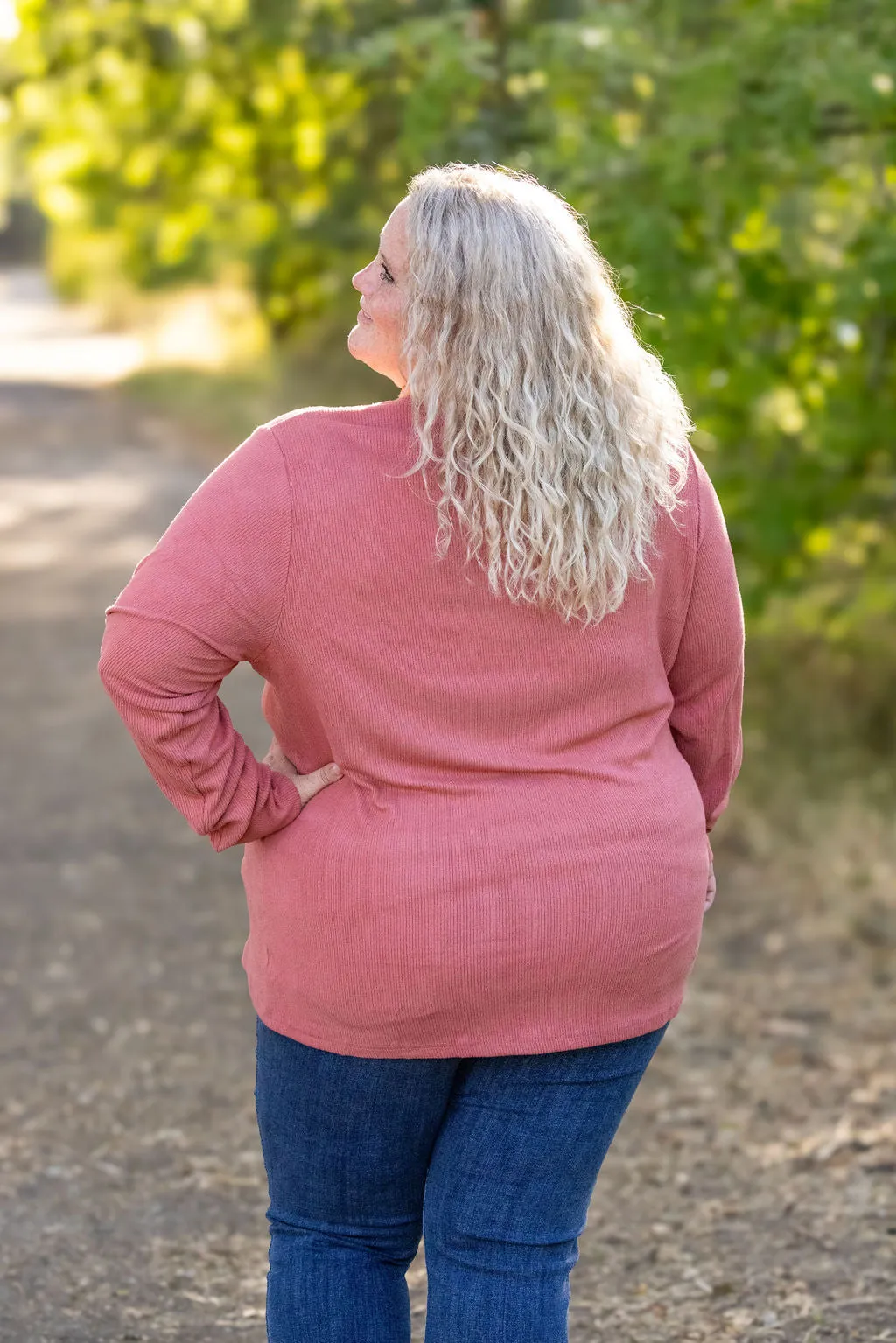 Brielle Henley Ribbed Long Sleeve - Terra Cotta by Michelle Mae