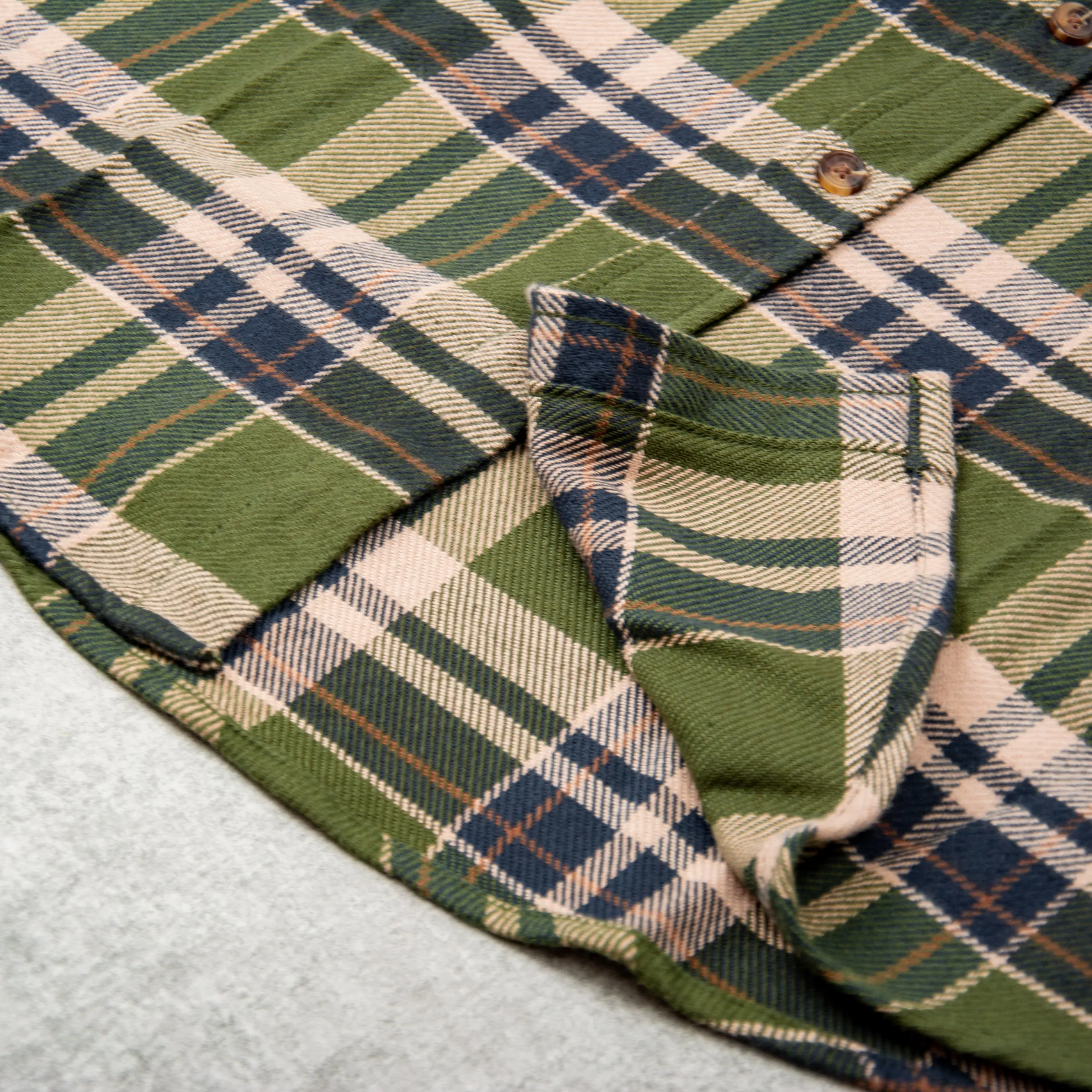 Brixton Bowery L/S Flannel Shirt - Cypress Green / Washed Navy / White