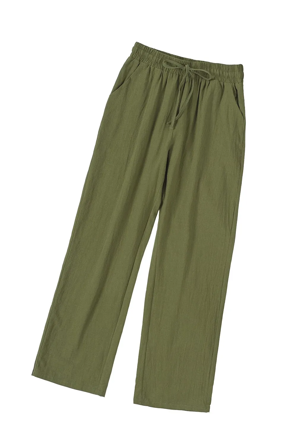 Casual Pocket Elastic Waist Trousers