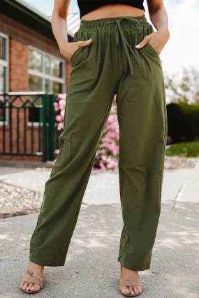 Casual Pocket Elastic Waist Trousers