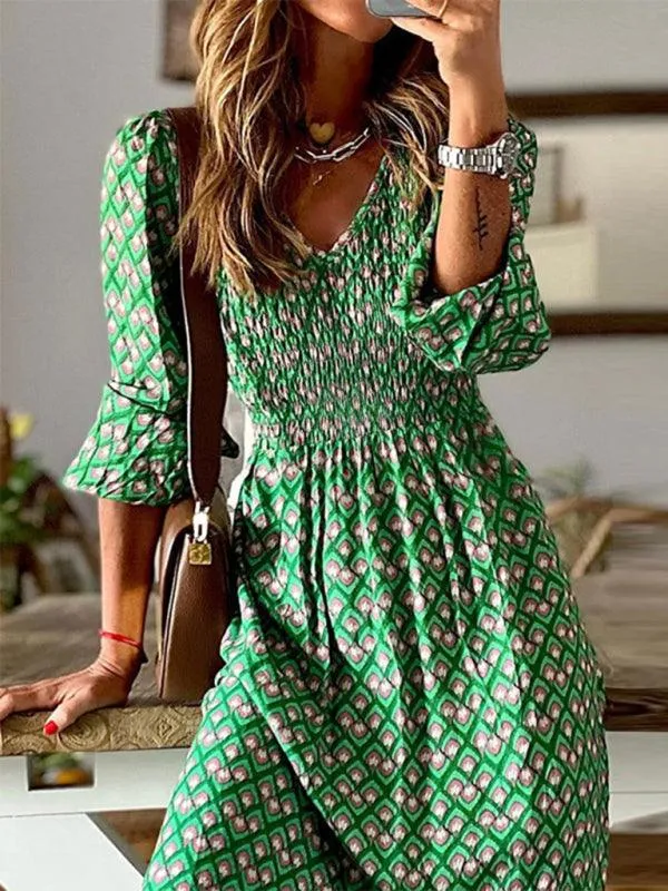 Chic Floral V-Neck Maxi Dress - Women's Spring Swing Style