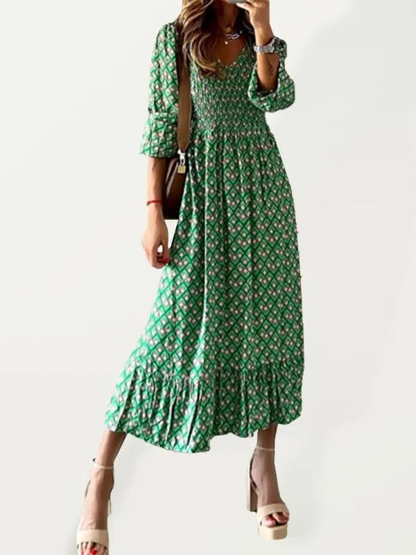 Chic Floral V-Neck Maxi Dress - Women's Spring Swing Style