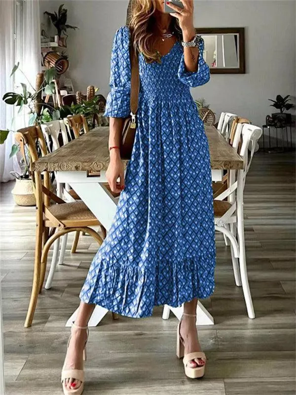 Chic Floral V-Neck Maxi Dress - Women's Spring Swing Style