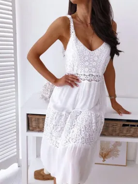 Chic Lace Suspender Summer Dress for Effortless Beach Elegance