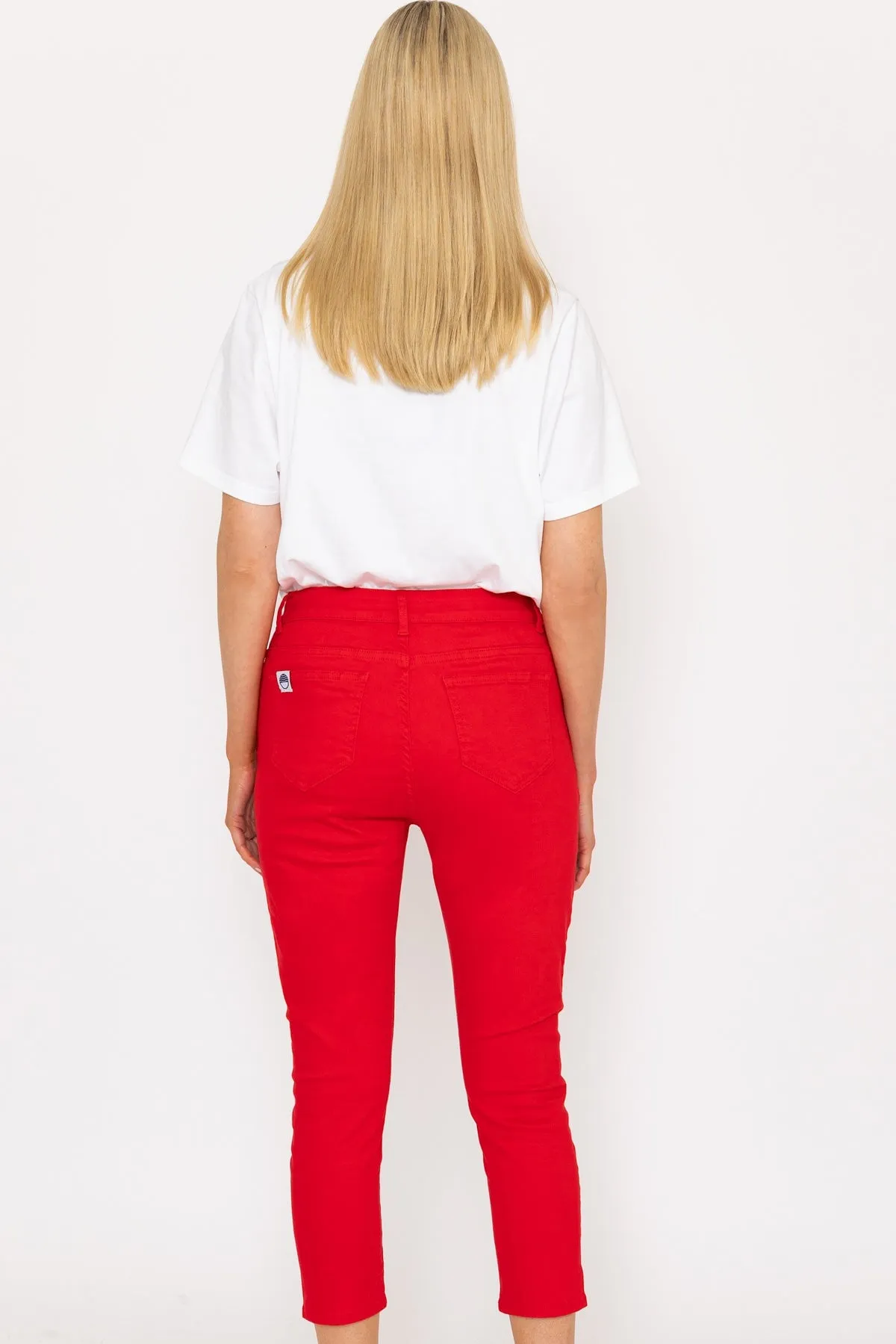 Crop Stretch Jeans in Red