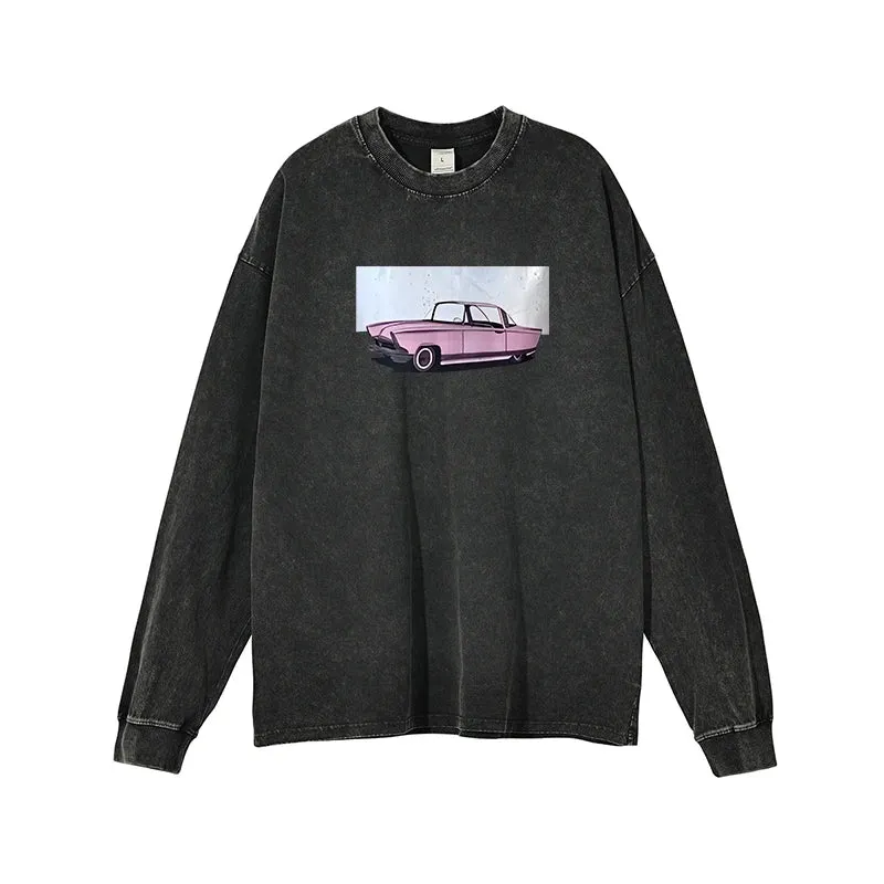 Cute ladies graphic washed oversized tees and oversized long sleeves shirts