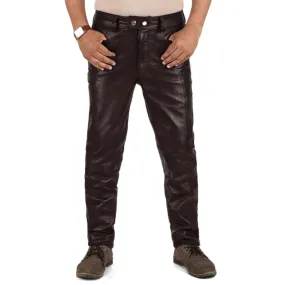 Delara Men's Black Leather Jogger Pants