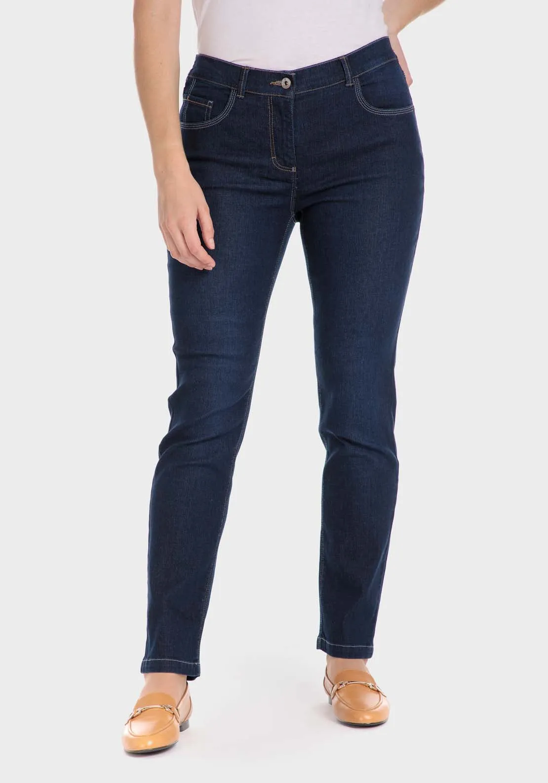 Denim Trousers With Elastic - Blue