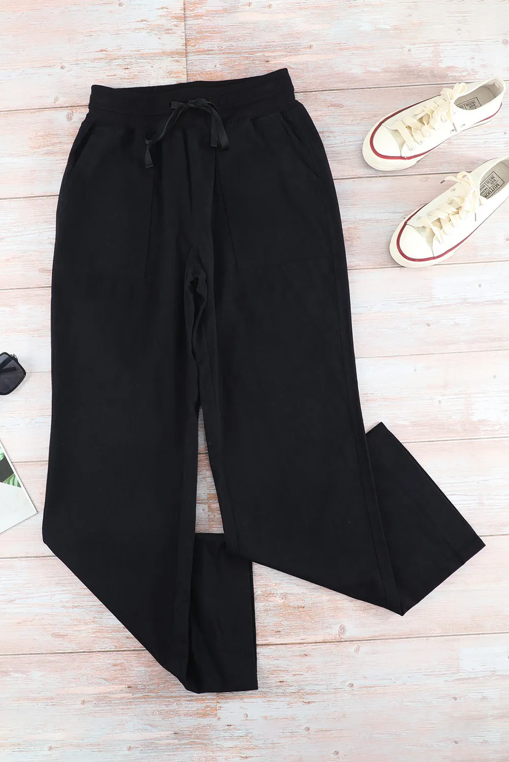 Elastic Waist Wide Leg Casual Pants