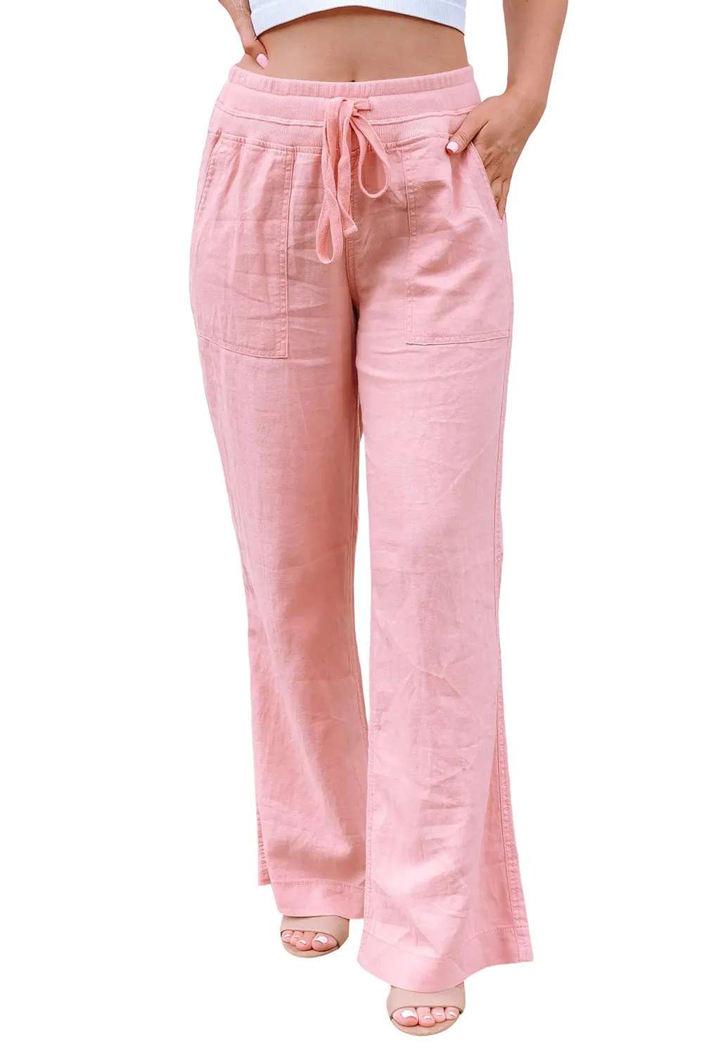 Elastic Waist Wide Leg Casual Pants