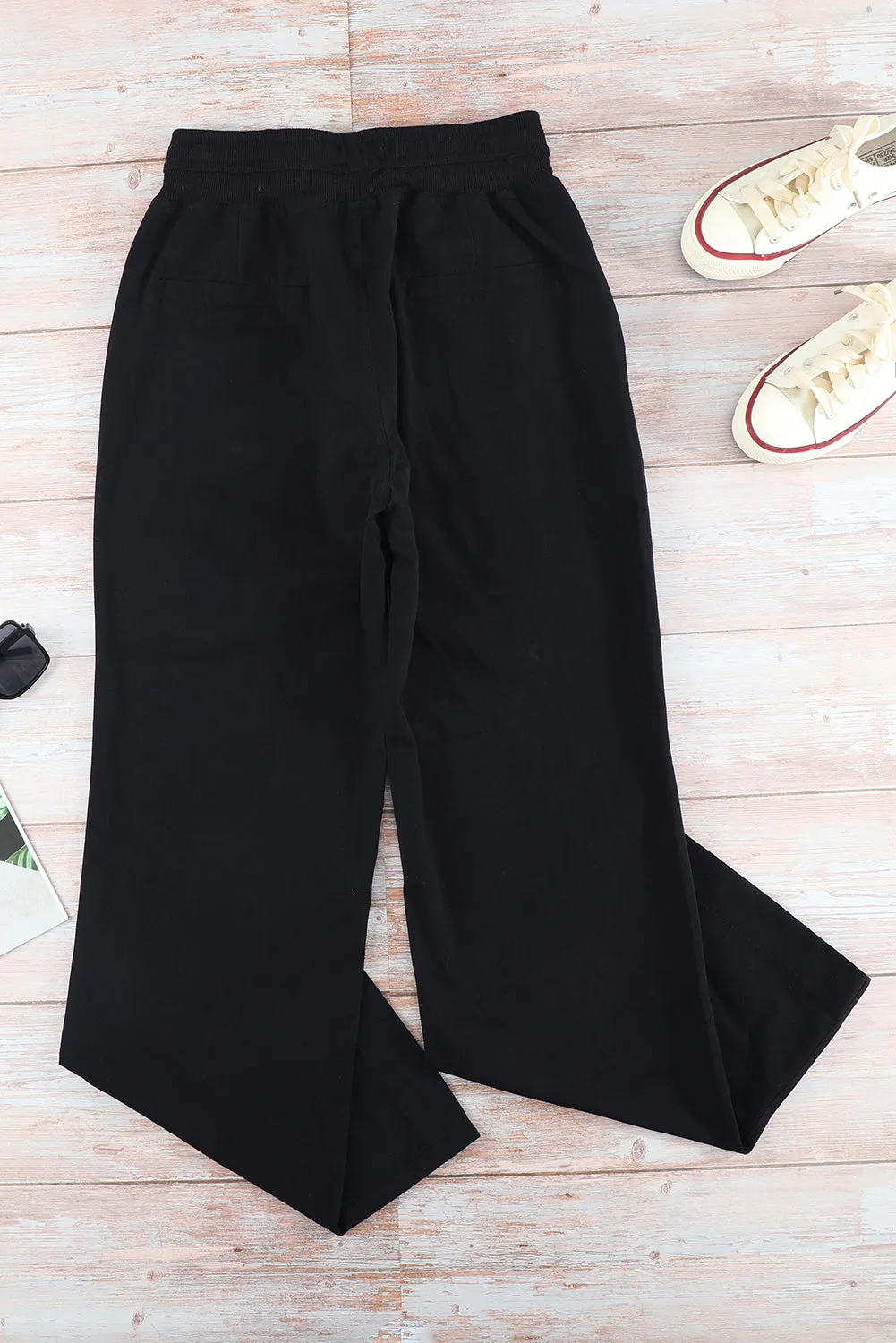 Elastic Waist Wide Leg Casual Pants