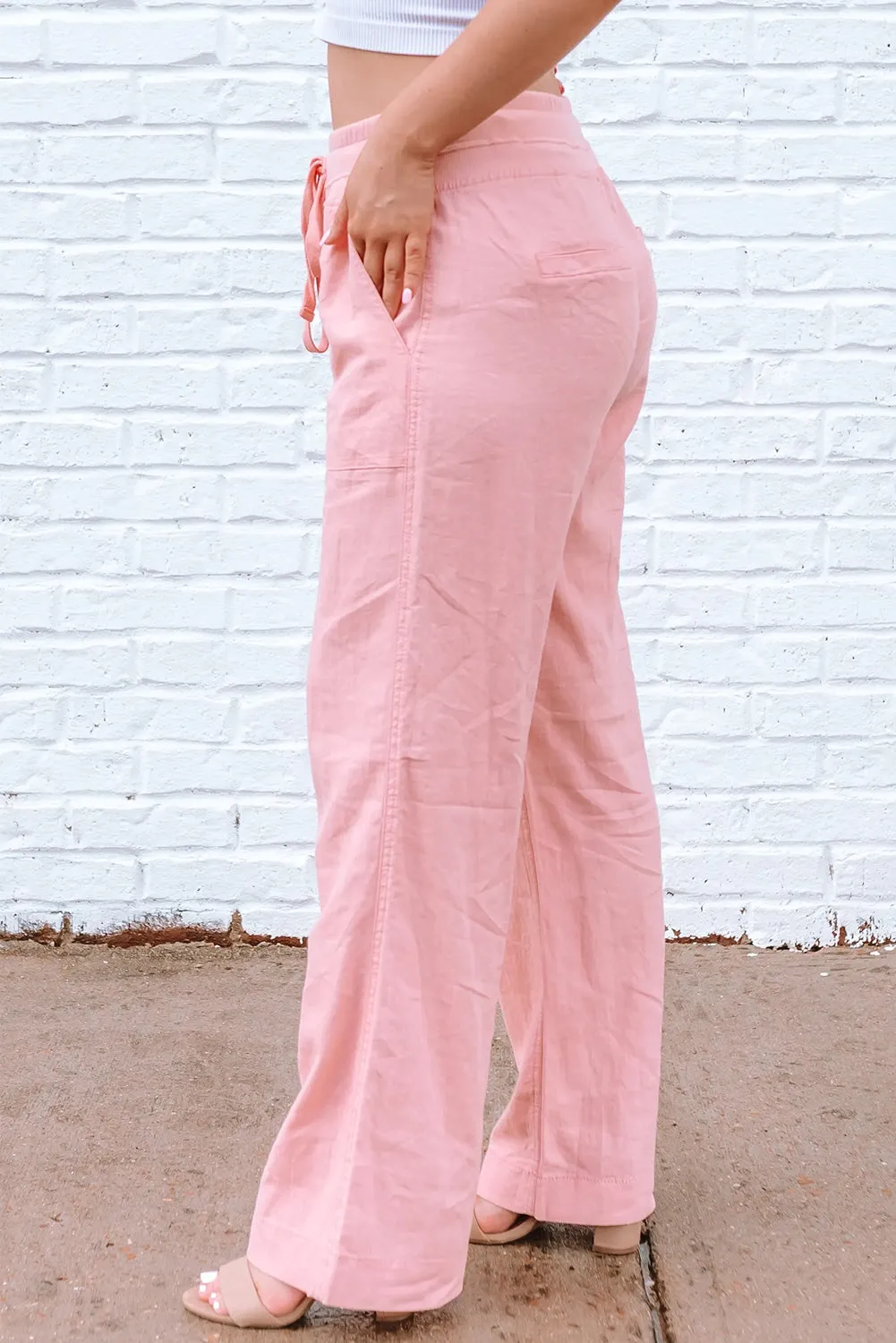 Elastic Waist Wide Leg Casual Pants