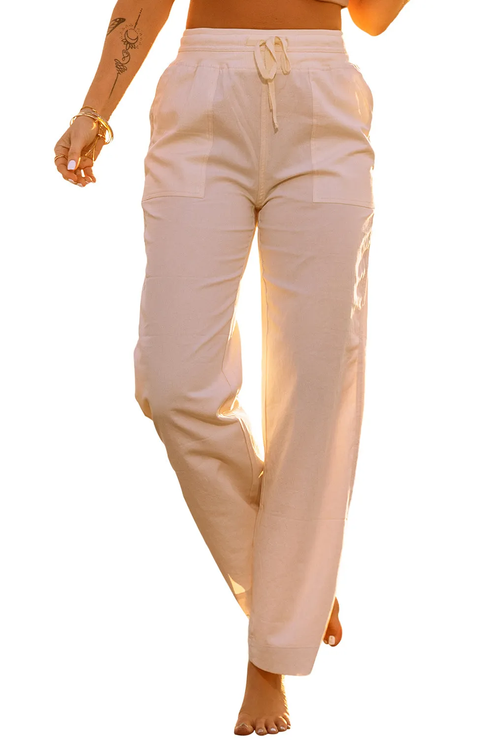 Elastic Waist Wide Leg Casual Pants