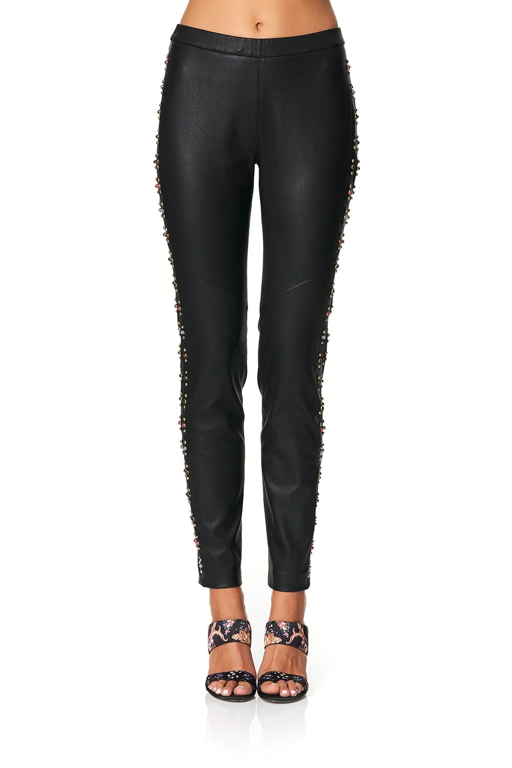 ELASTIC WAISTBAND LEATHER LEGGINGS HAUTE PROVINCIAL