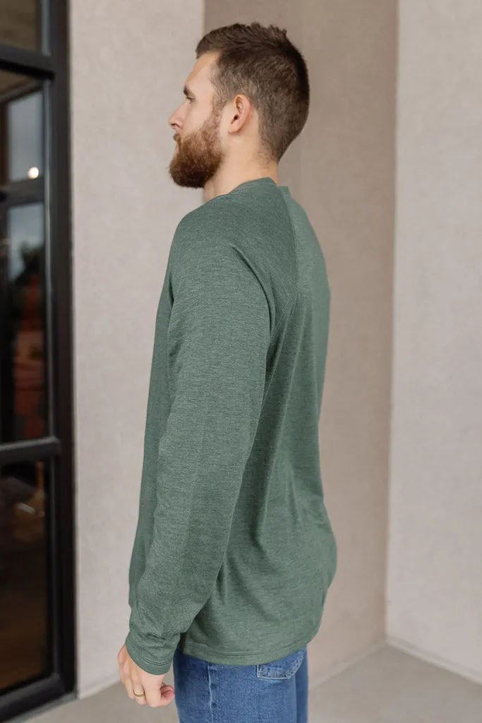 Faherty Cloud Long Sleeve Henley, Fern