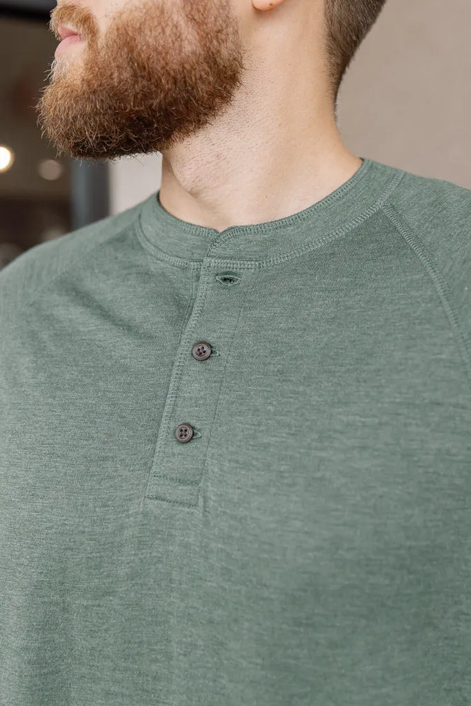 Faherty Cloud Long Sleeve Henley, Fern