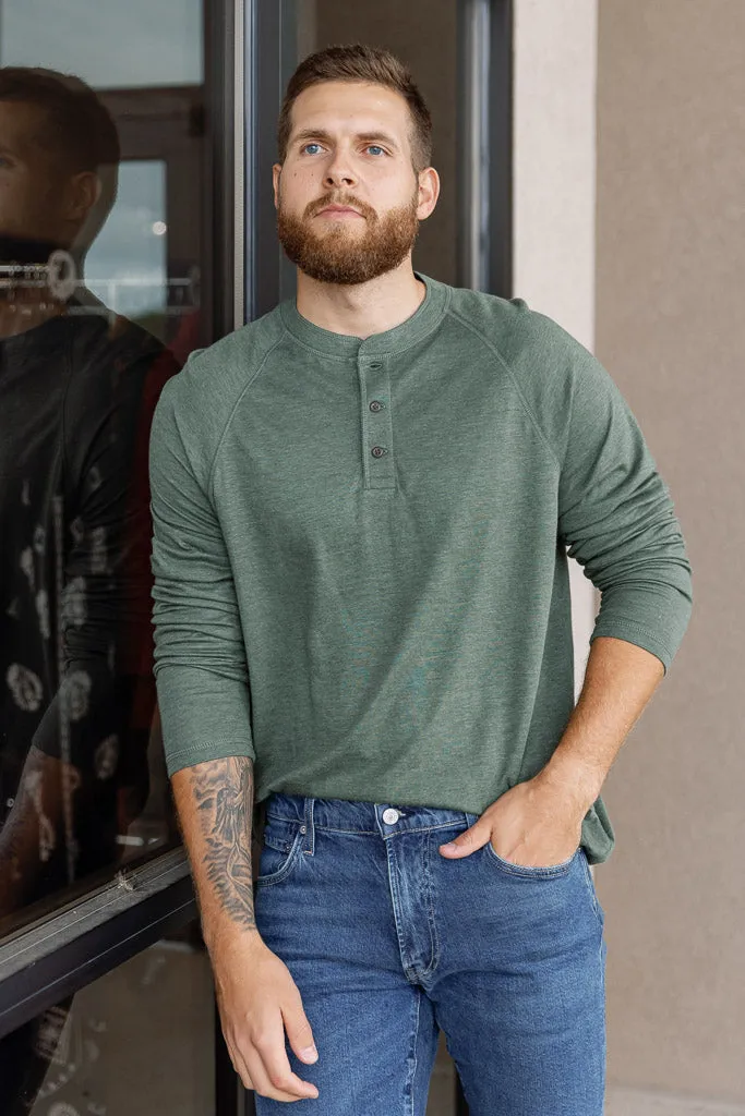 Faherty Cloud Long Sleeve Henley, Fern