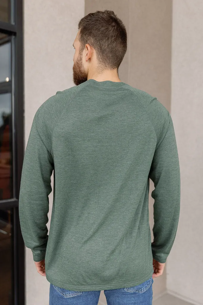 Faherty Cloud Long Sleeve Henley, Fern