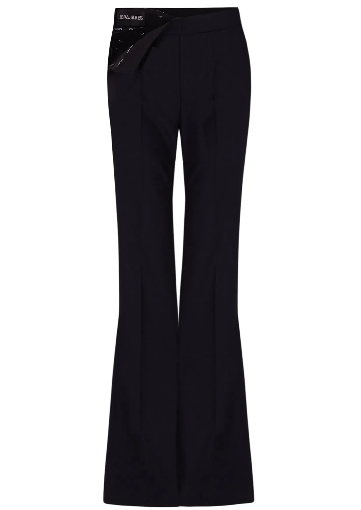 Flared Dropped Waist Wool-Mix Trousers