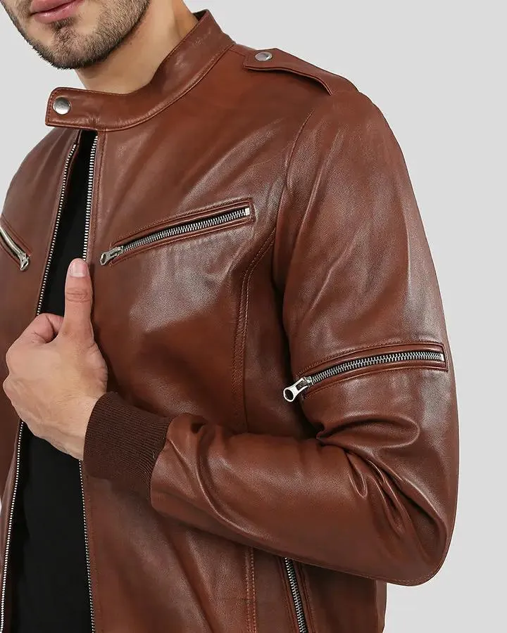 Fonz Brown Bomber Leather Jacket