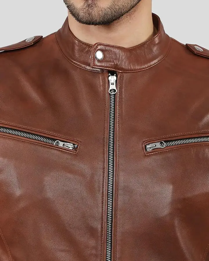 Fonz Brown Bomber Leather Jacket