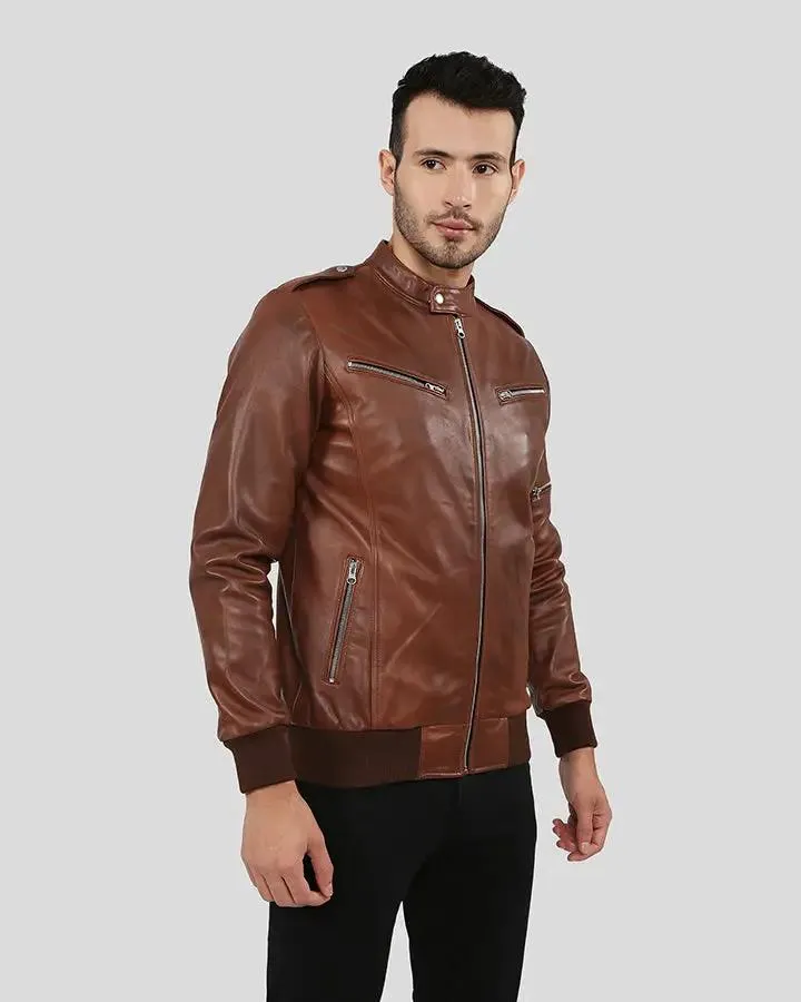 Fonz Brown Bomber Leather Jacket