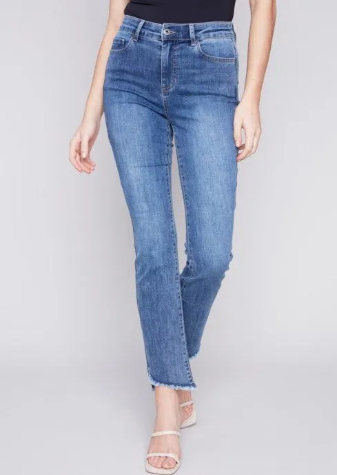 Fringe Hem Stretch Flare Jean #429