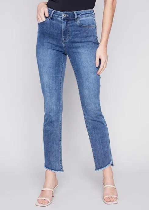 Fringe Hem Stretch Flare Jean #429