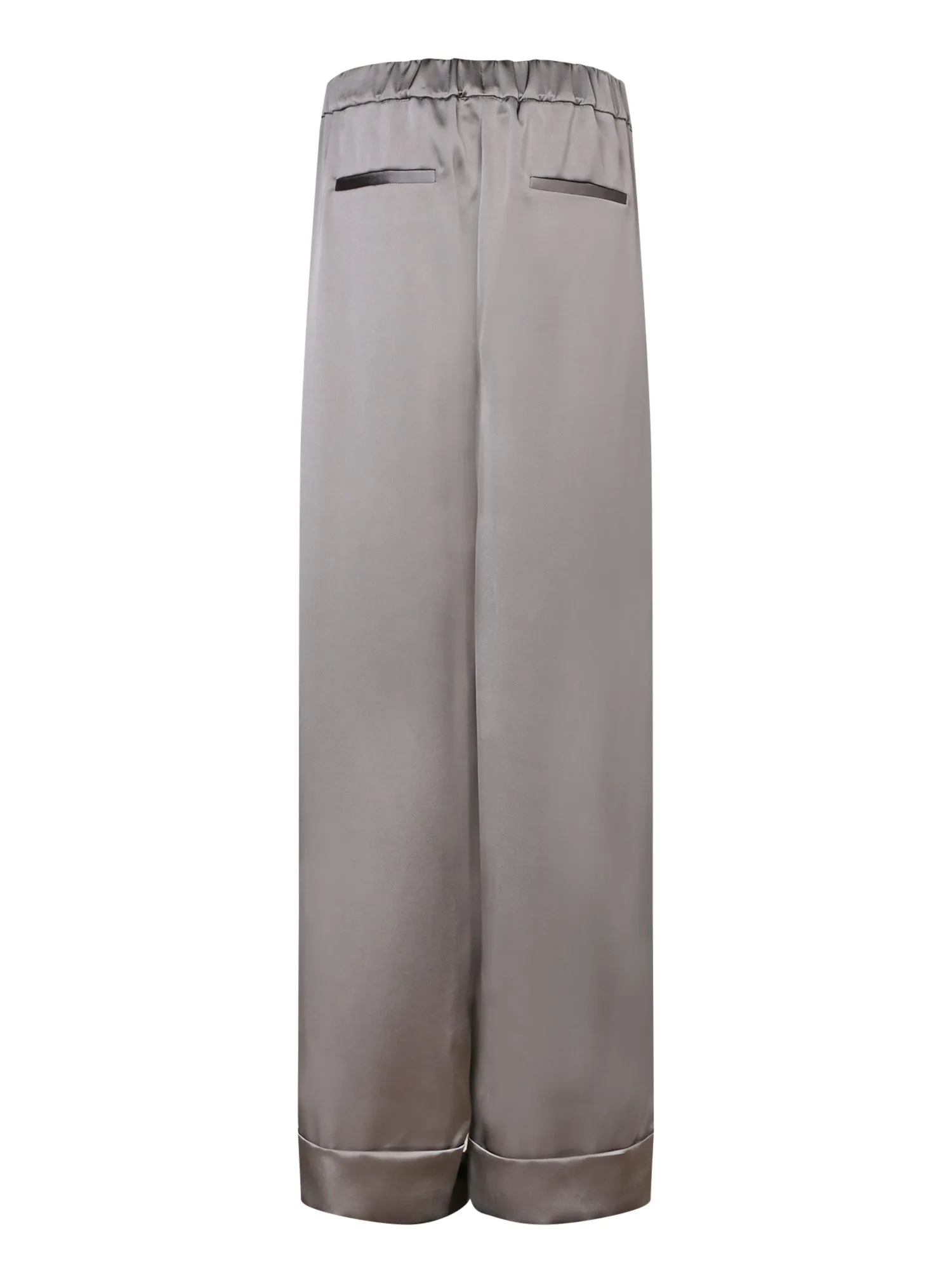 Grey Elastic Satin Trousers