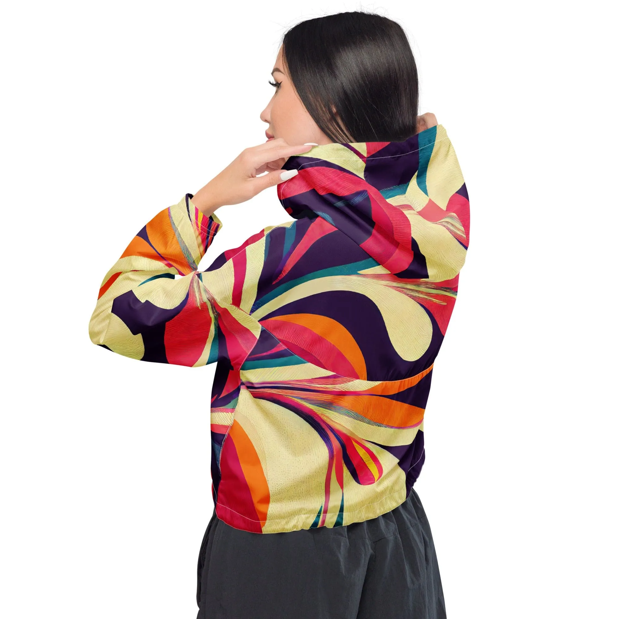 Groovy 70s Psychedelic Women’s cropped windbreaker