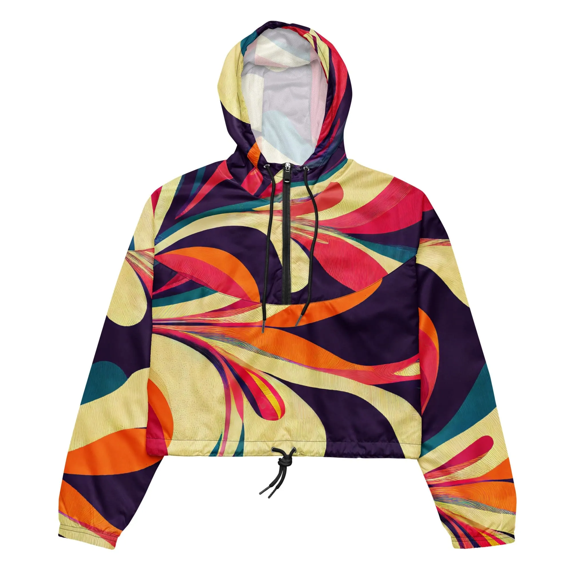 Groovy 70s Psychedelic Women’s cropped windbreaker