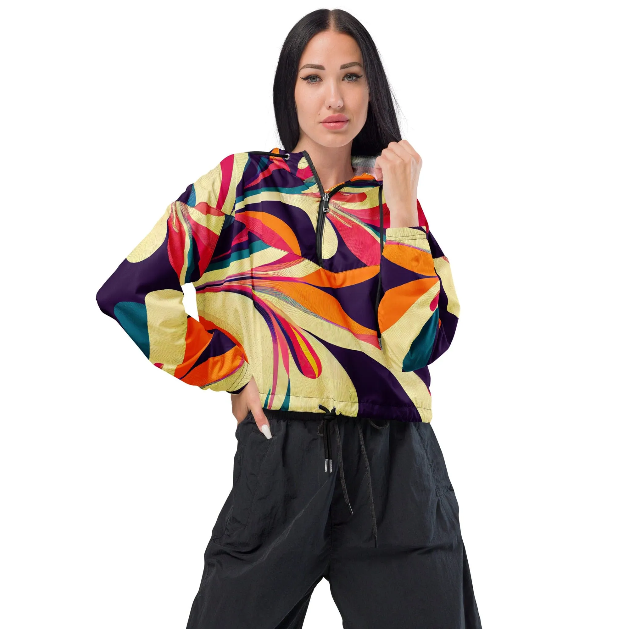 Groovy 70s Psychedelic Women’s cropped windbreaker