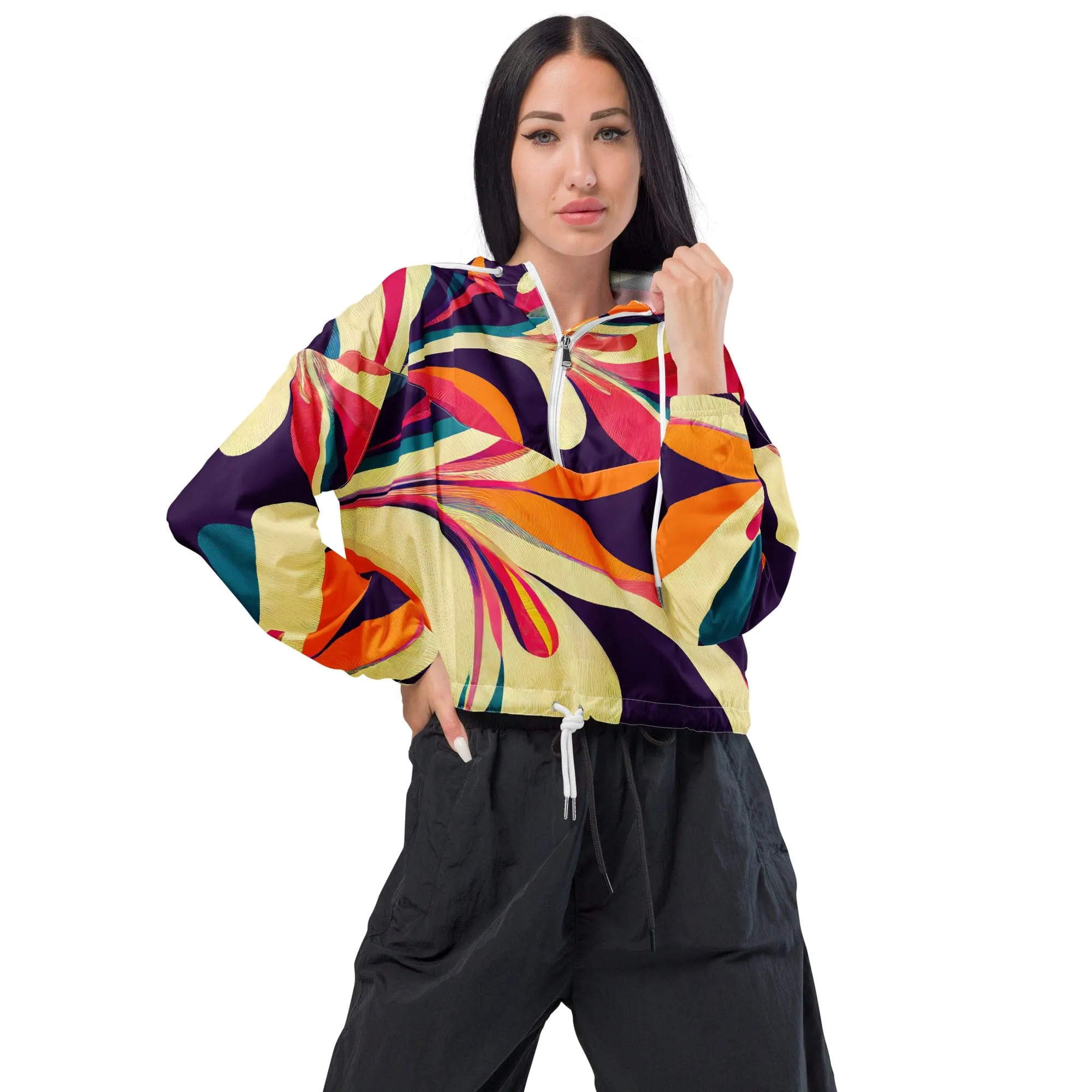 Groovy 70s Psychedelic Women’s cropped windbreaker