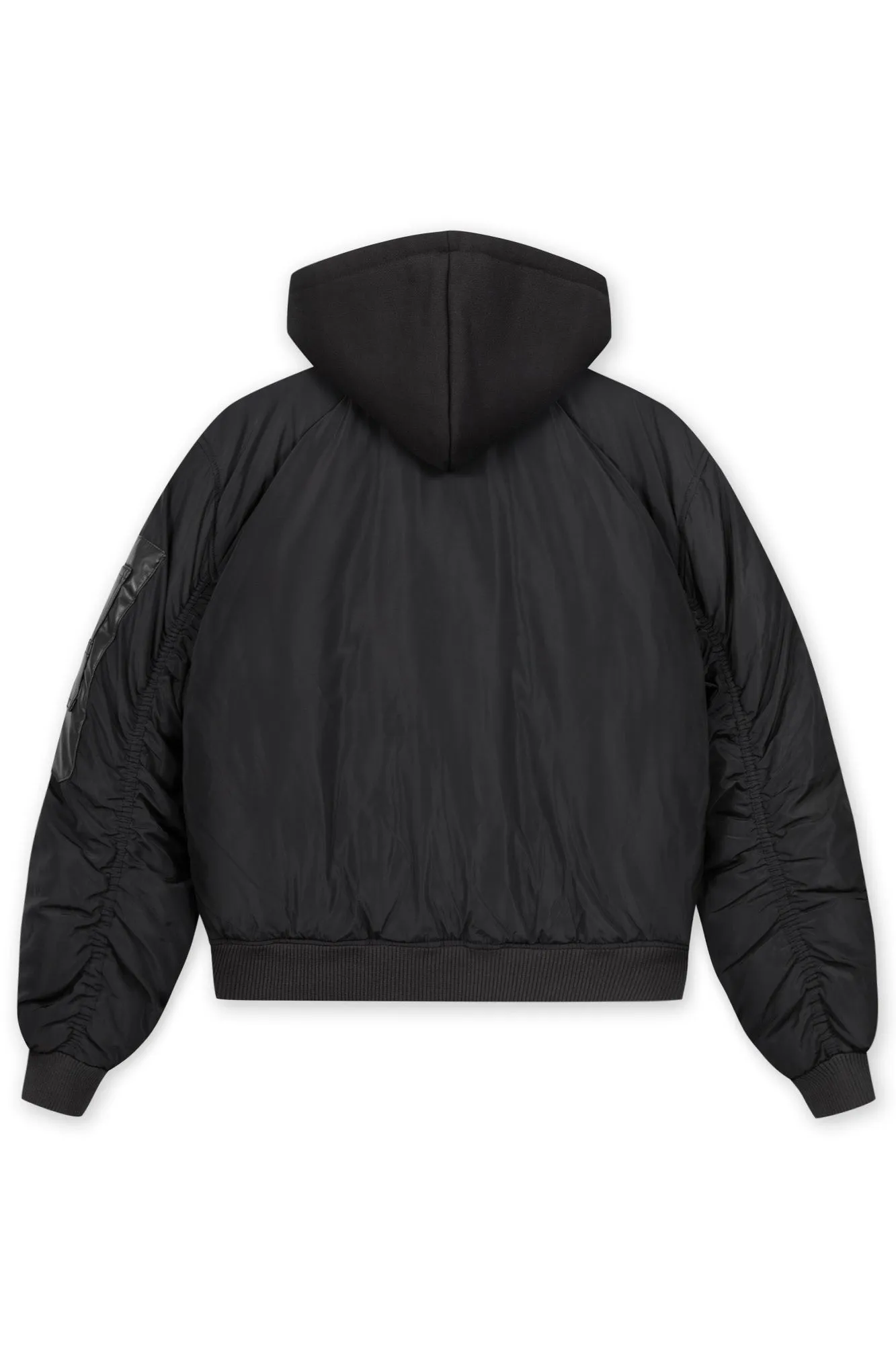 HOODED PUFFED BOMBER JACKET BLACK